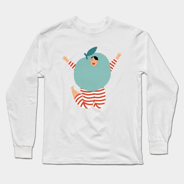 Apple worm Long Sleeve T-Shirt by damppstudio